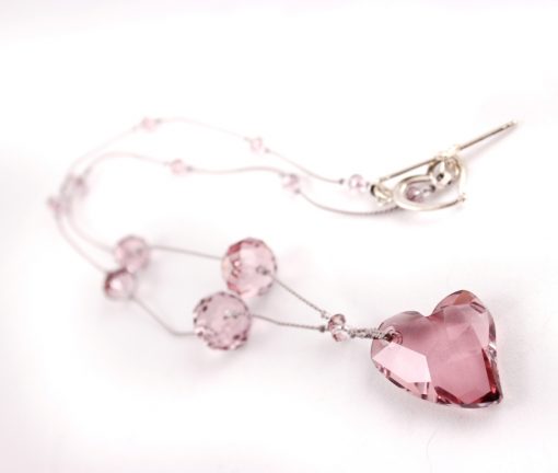 Devoted 2 U Heart Necklace, Knotted Silk Cord, Swarovski Crystals: available in 3 colors - Image 4