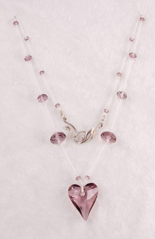 Wild Heart Pendant, Knotted Silk Necklace,Swarovski Crystals: available in 6 colors - Image 7