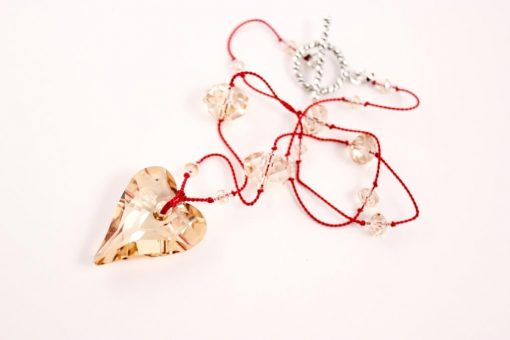 Wild Heart Pendant, Knotted Silk Necklace,Swarovski Crystals: available in 6 colors - Image 3
