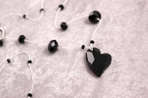 Devoted 2 U Heart Necklace, Knotted Silk Cord, Swarovski Crystals: available in 3 colors - Image 3