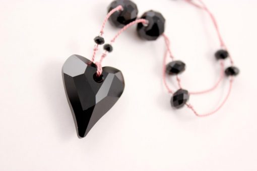 Wild Heart Pendant, Knotted Silk Necklace,Swarovski Crystals: available in 6 colors - Image 5