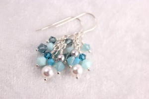 Aqua Ocean Cluster Earrings