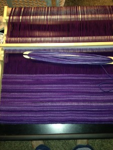 Purple Wool Shawl, on the loom
