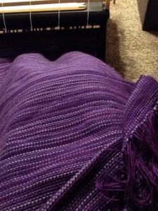 purple wool shawl, finished