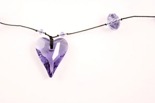 Wild Heart Pendant, Knotted Silk Necklace,Swarovski Crystals: available in 6 colors