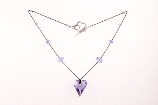 Wild Heart Pendant, Knotted Silk Necklace,Swarovski Crystals: available in 6 colors - Image 2